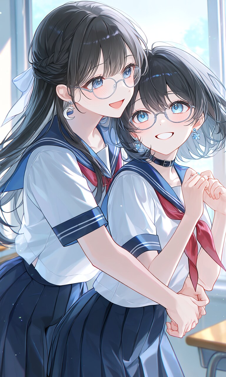 お姉ちゃんと一緒（華子と月子） | の人気AIイラスト・グラビア