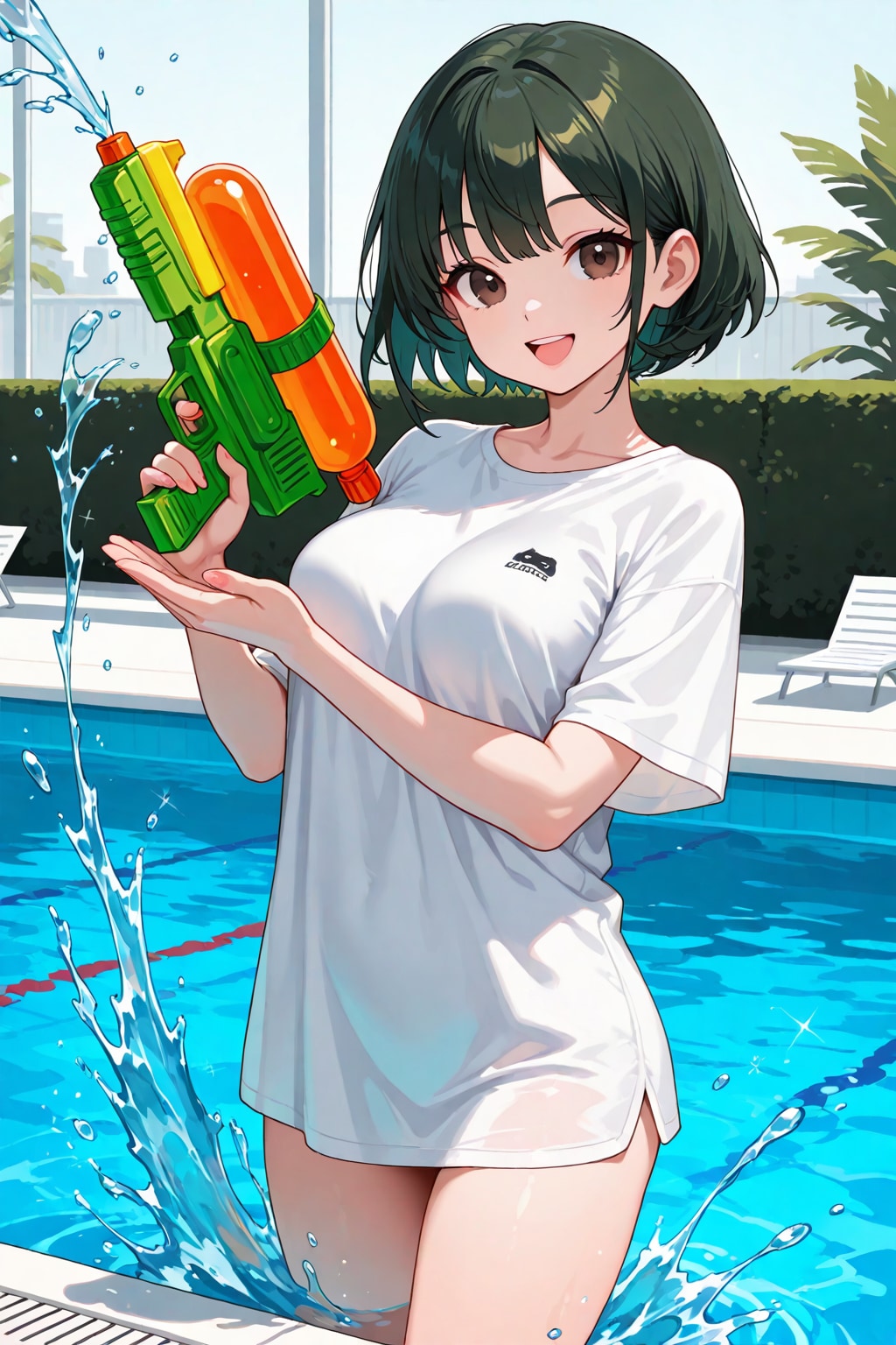 水鉄砲で遊びましょー！