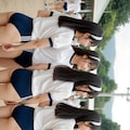 女子のブルマ紺と赤(2枚+回転) 3枚目
