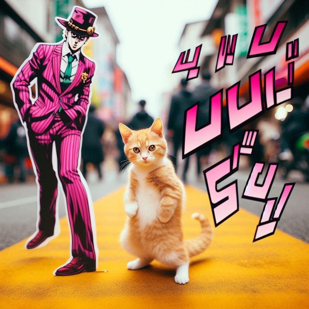 ジョジョ立ちする猫