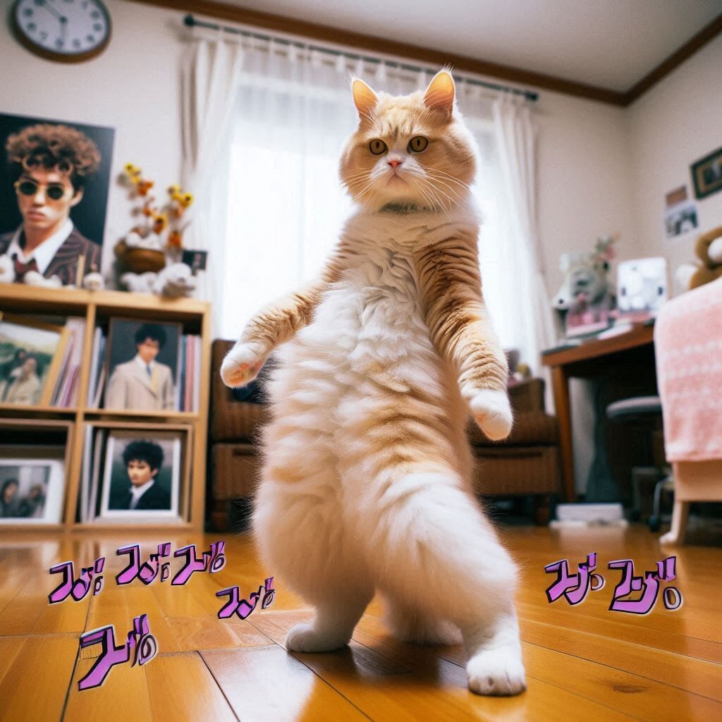 ジョジョ立ちする猫