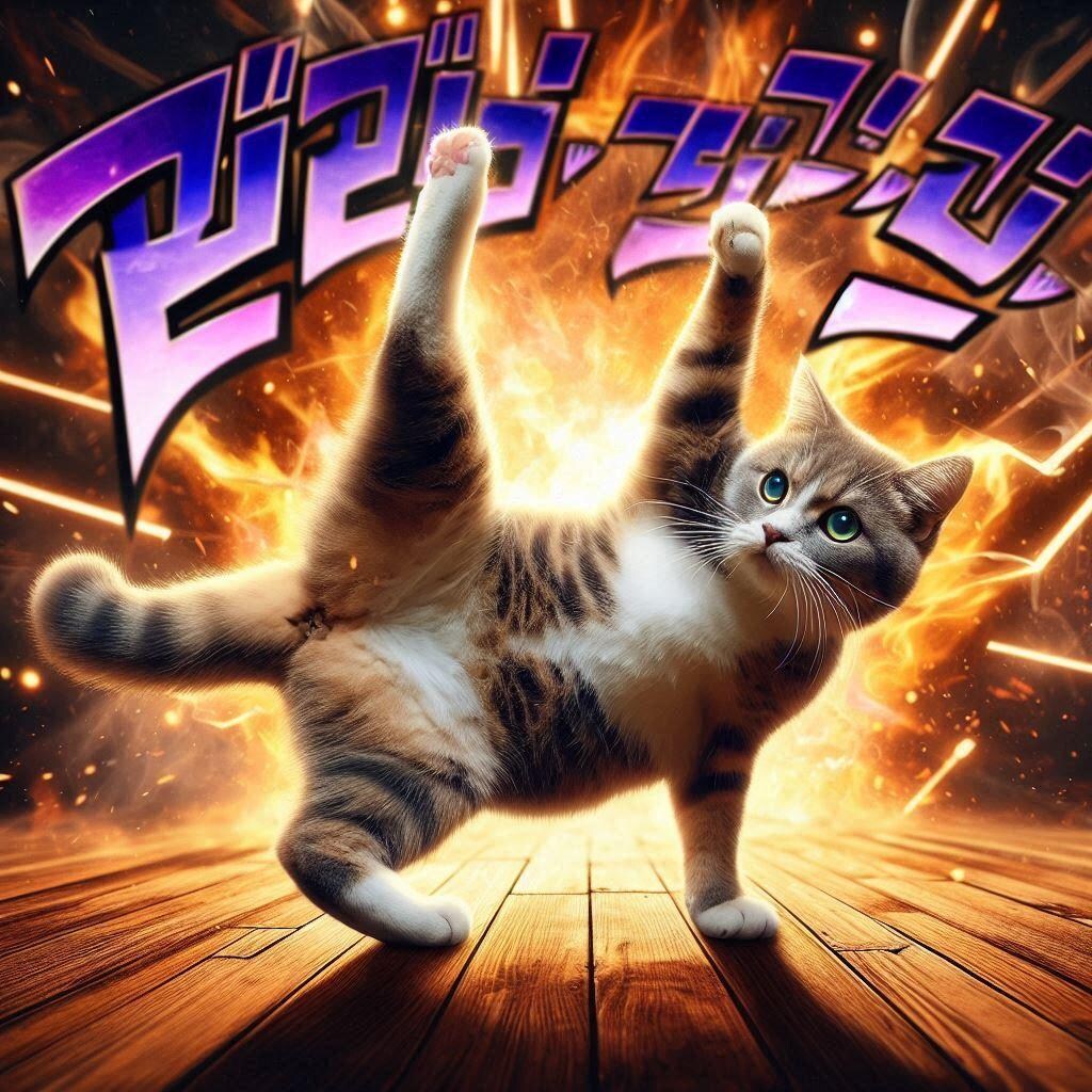 ジョジョ立ちする猫