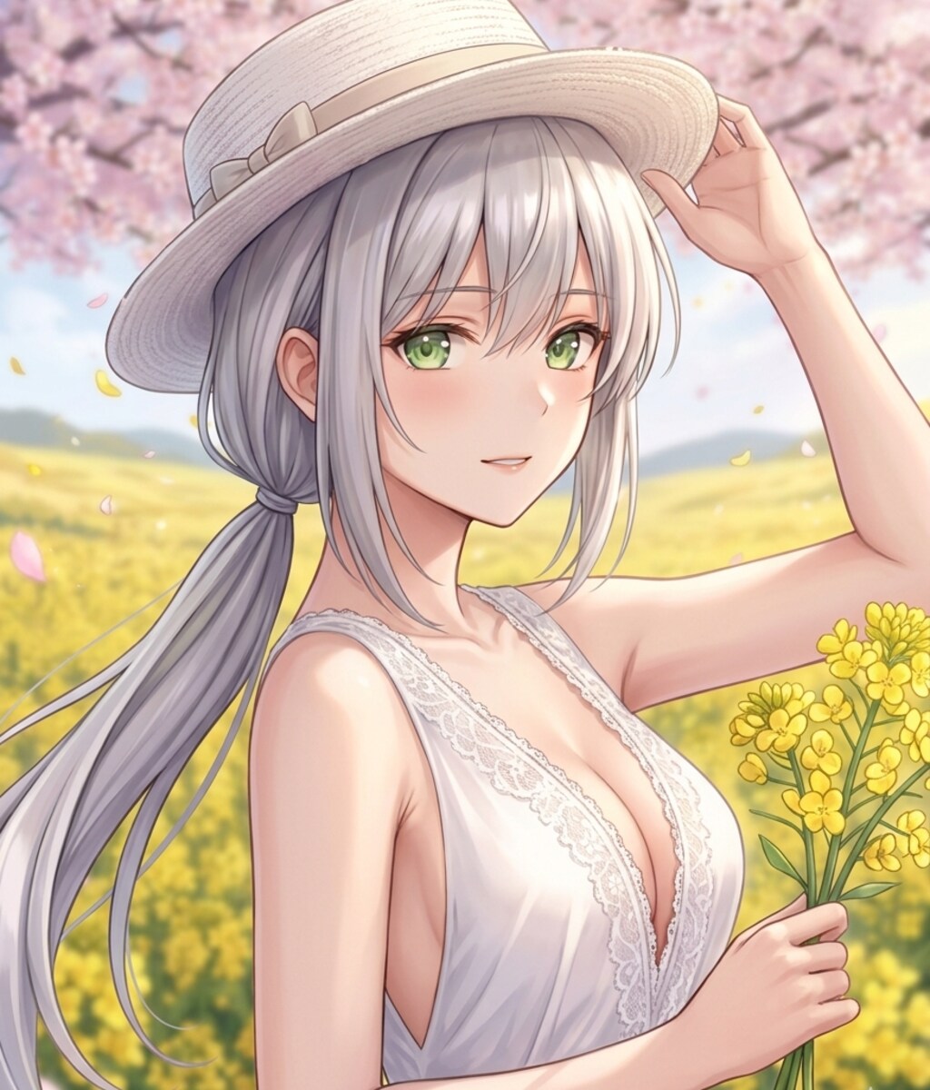 桜と菜の花畑
