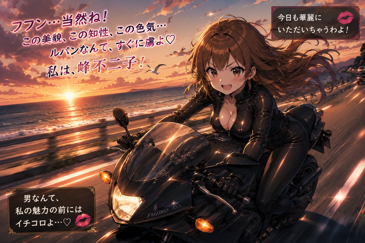 【#バイクと女の子】自分を峰さんと思い込んでいるお姉さん３（ノーマル、水彩画、油絵）