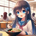 学食でそばを頼んだ小さな女の子 9枚目