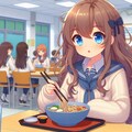 学食でそばを頼んだ小さな女の子 6枚目
