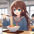 学食でそばを頼んだ小さな女の子 3枚目