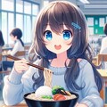 学食でそばを頼んだ小さな女の子 4枚目