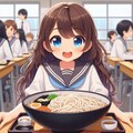 学食でそばを頼んだ小さな女の子 2枚目