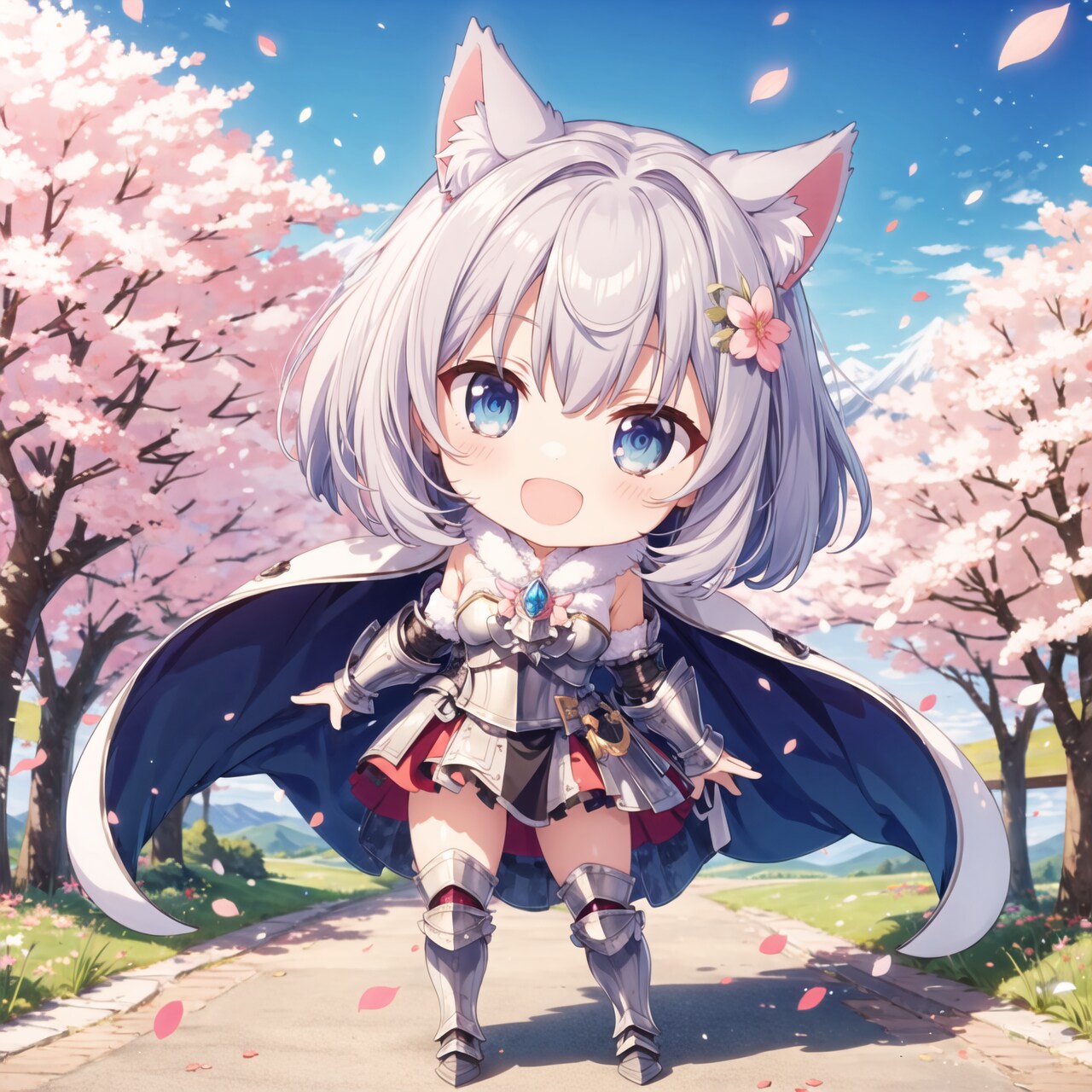 桜とねこみみナイト（ちび）