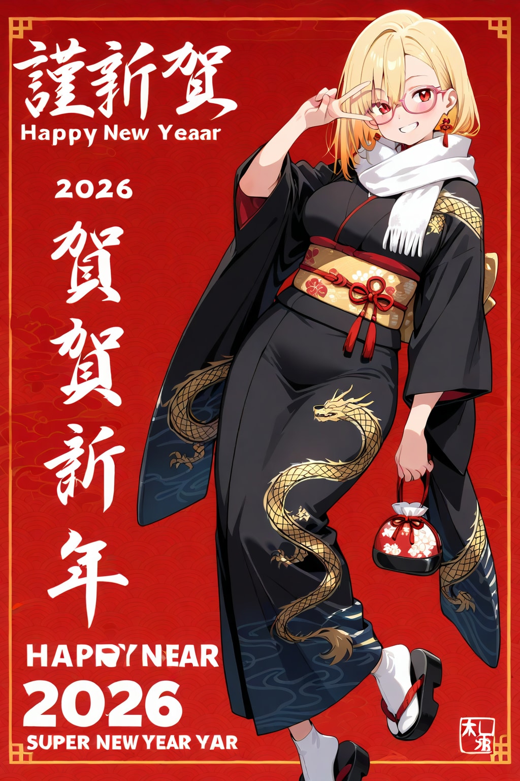 お正月ポスター風金髪ちゃん