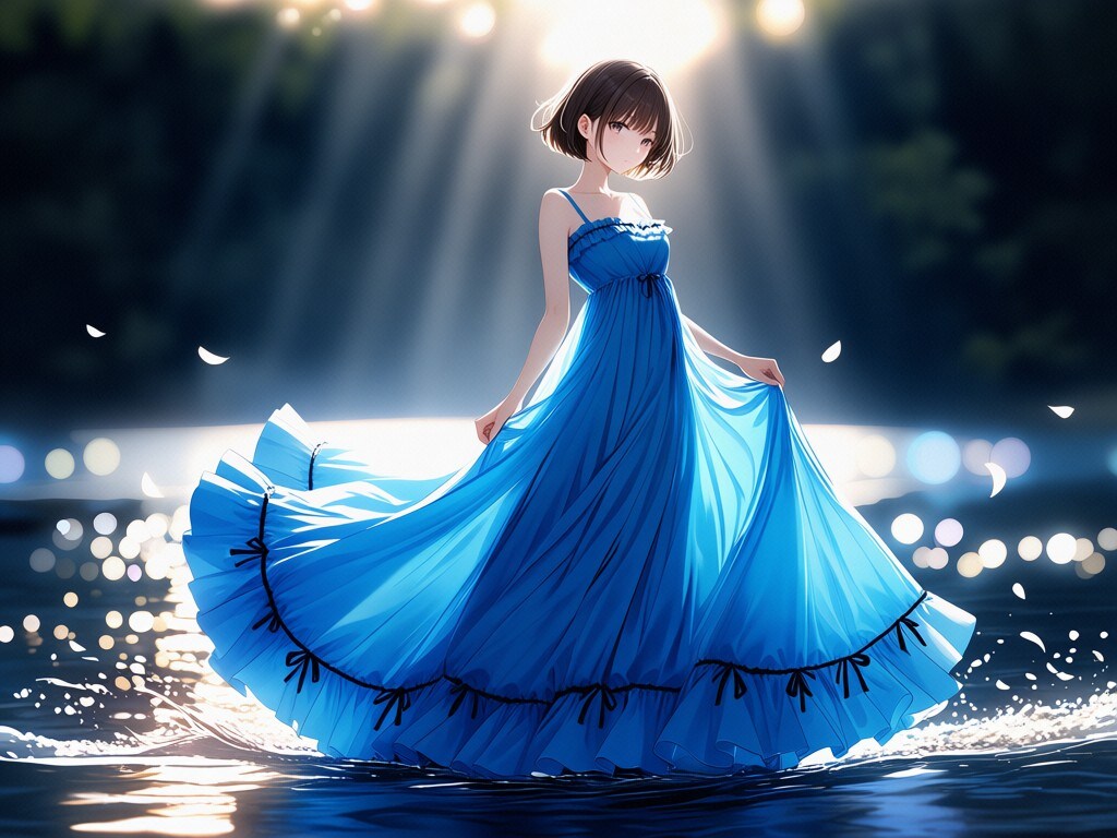 水面を歩く少女