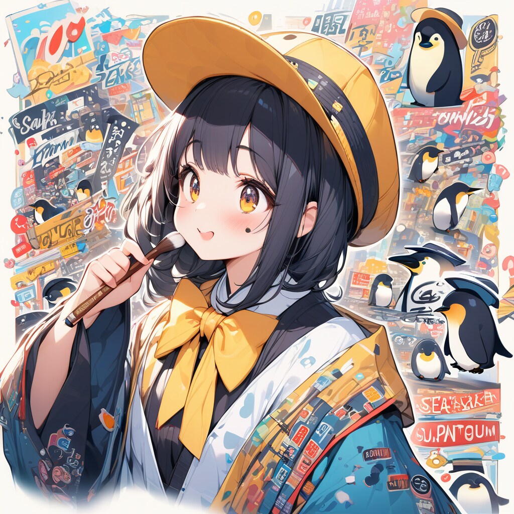 3/3：ペンギンイラスト制作中に偶然生成された女の子