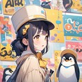 3/3：ペンギンイラスト制作中に偶然生成された女の子 3枚目