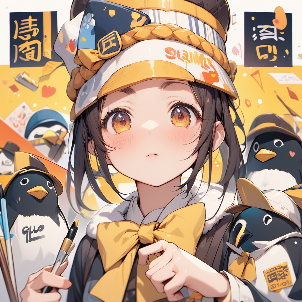 3/3：ペンギンイラスト制作中に偶然生成された女の子