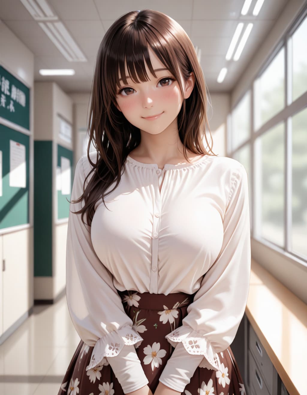 キャンパス内の女子大生