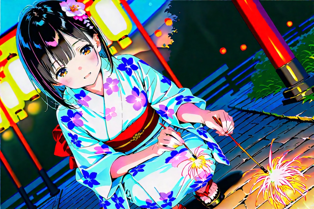 浴衣で花火(DRAGON)