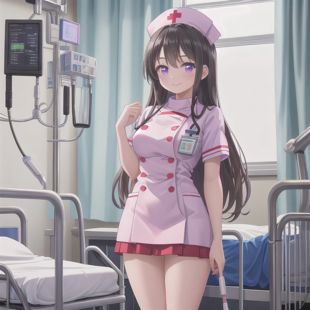 黒髪ロングで看護服の少女６