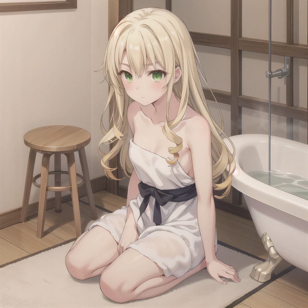 金髪ロングでお風呂の少女１４
