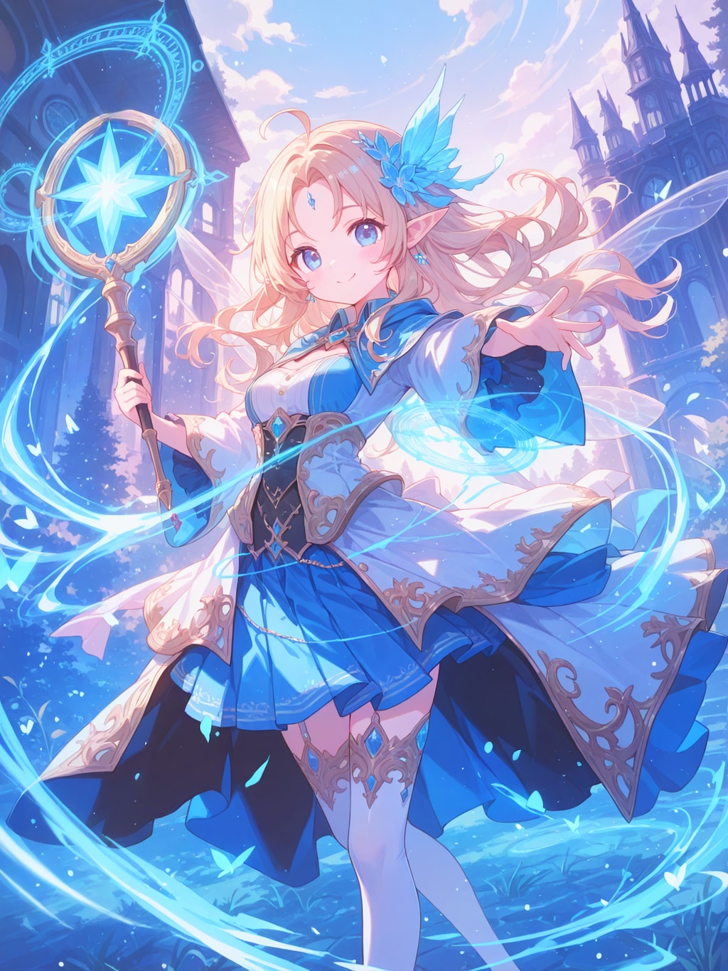 Chanting neon magic spell