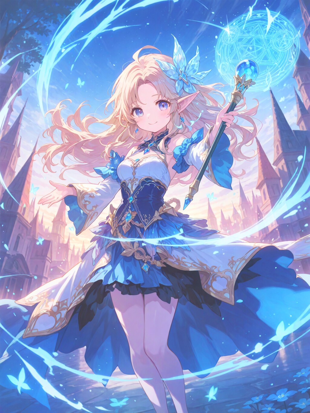 Chanting neon magic spell