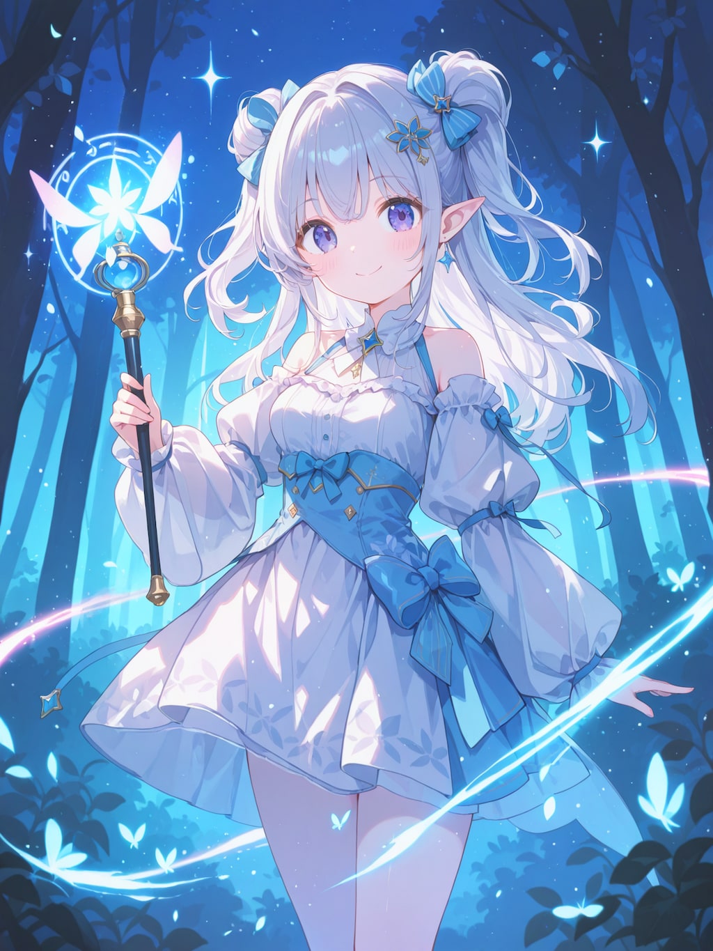 Chanting neon magic spell