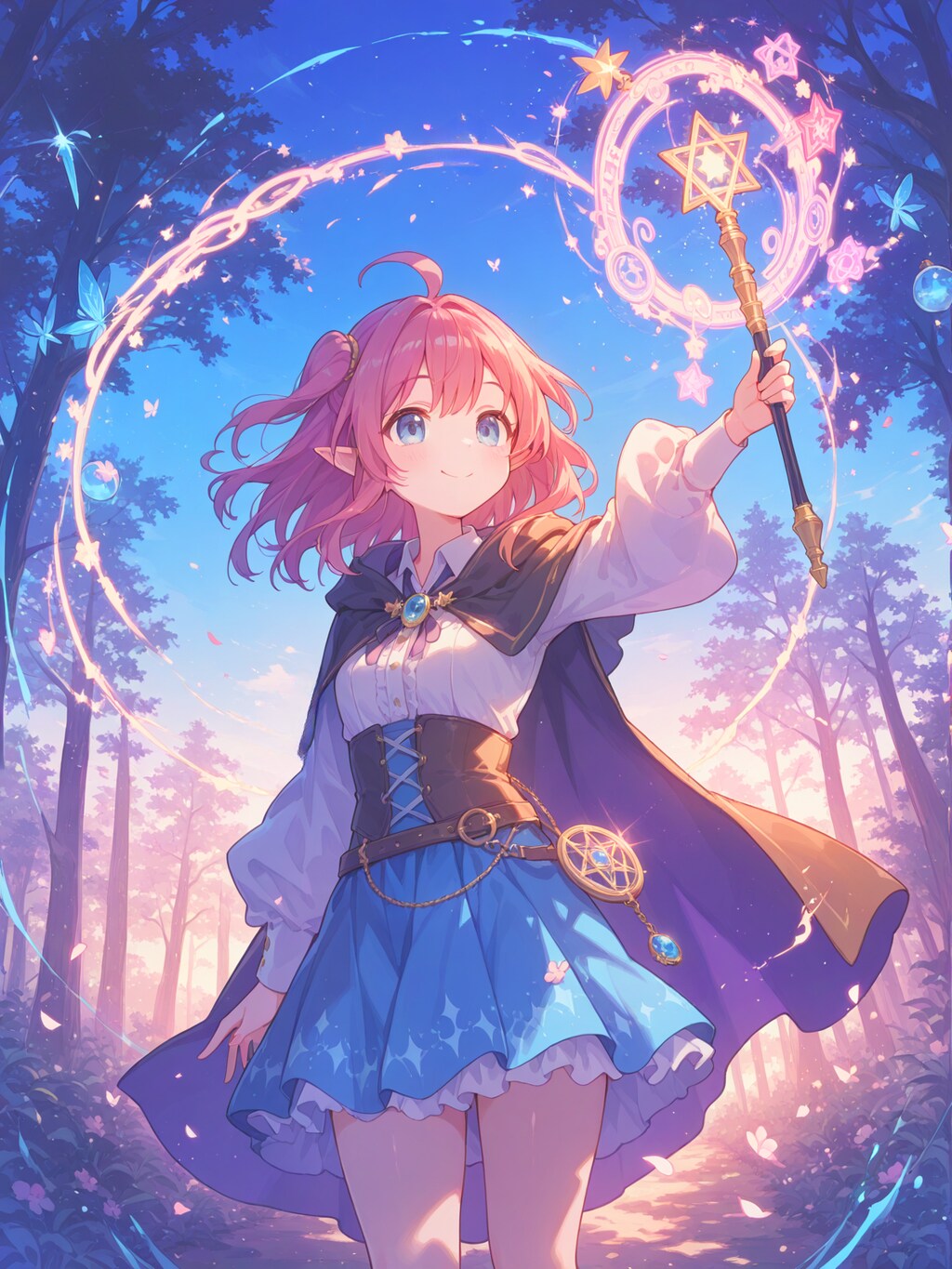 Chanting neon magic spell