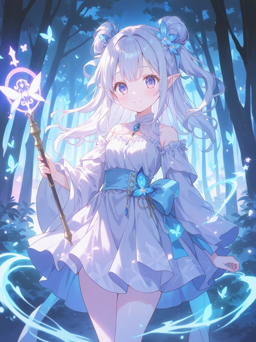 Chanting neon magic spell