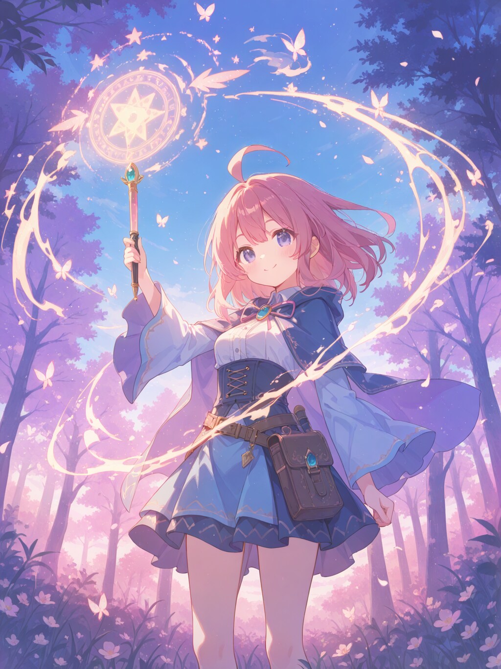 Chanting neon magic spell