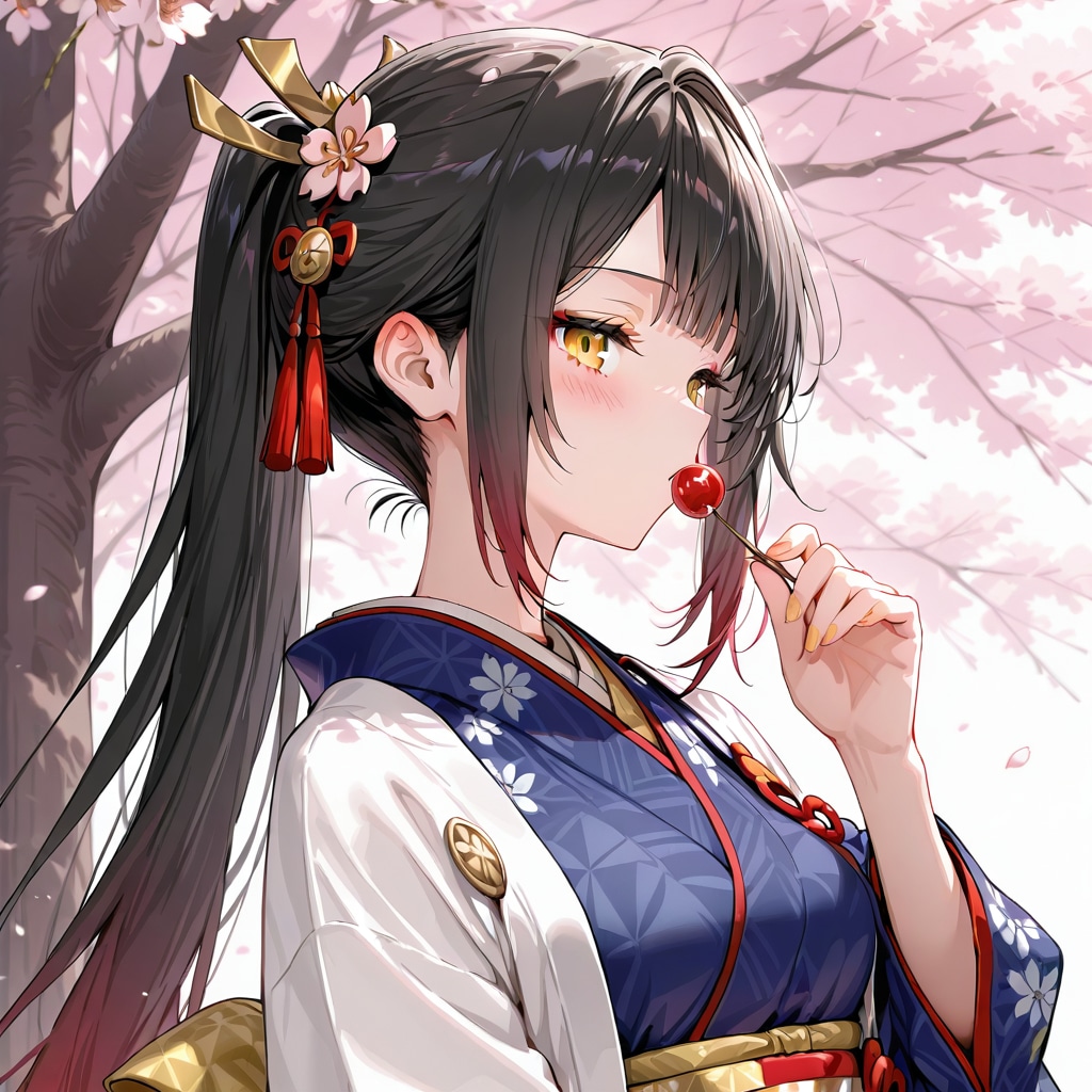 桜の下に立つ黒髪の少女Ａ