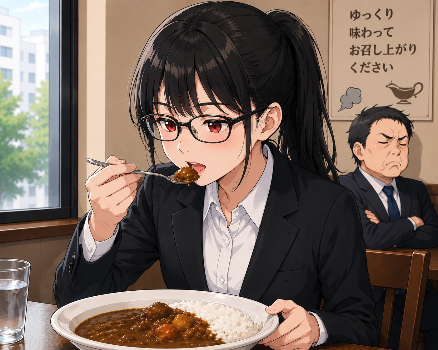 ポニテでねカレーを食べるししょちゃんや　弾