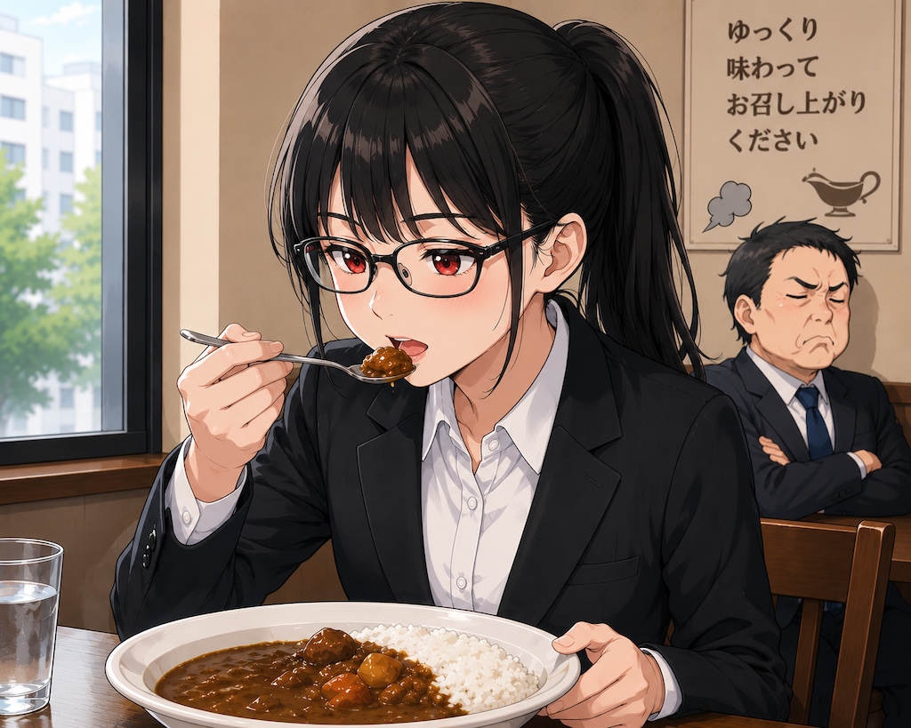 ポニテでねカレーを食べるししょちゃんや　弾