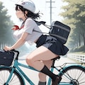 自転車通学の時はしっかりとヘルメットを被る地味子 2枚目