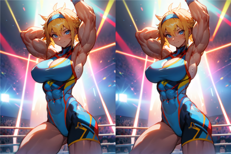 seeneonとControlNetのDepthで立体視レスラーガール