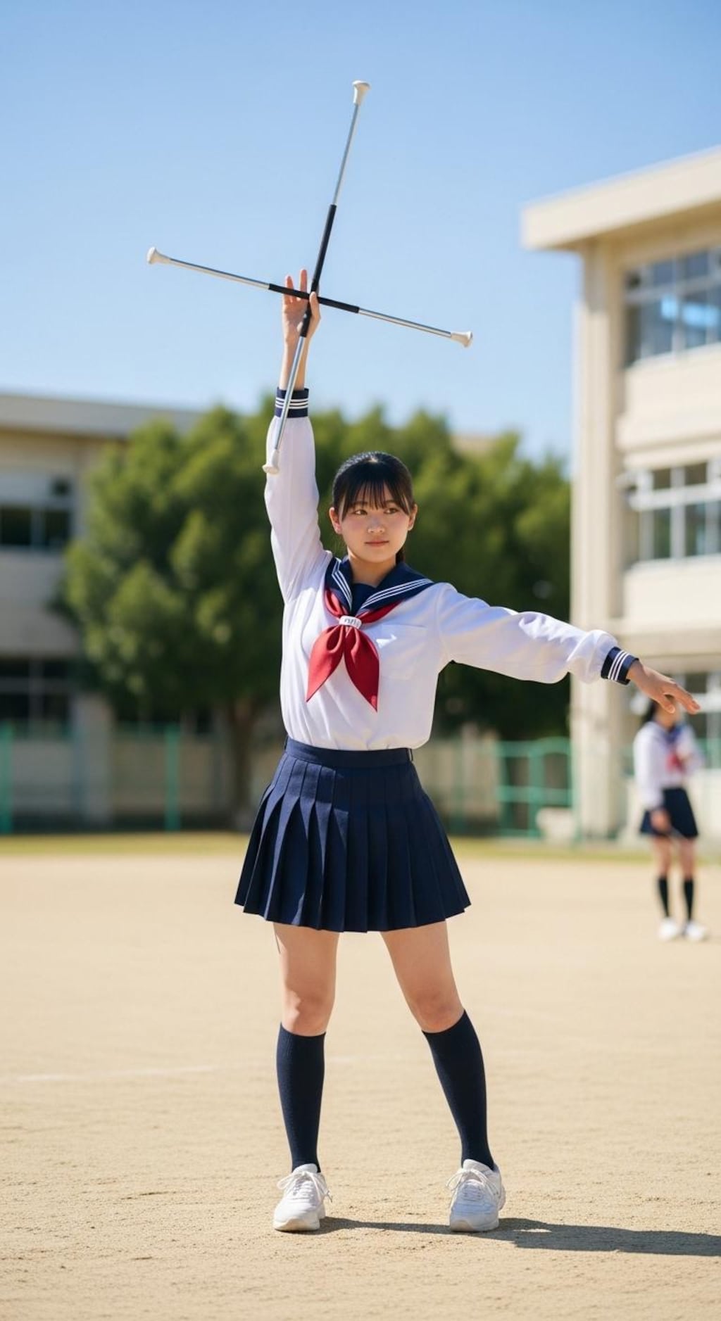 バトントワラー女子高生《部活練習中》