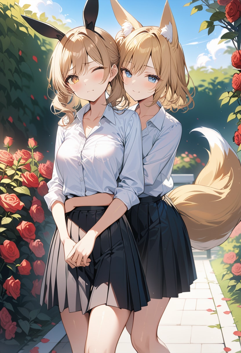 秘密の花園で二人は仲良し🦊×🐇