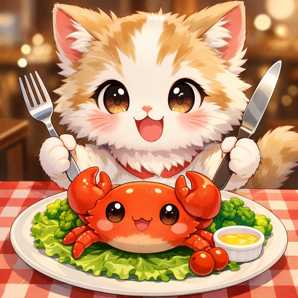 [がぞうどうぞ]ねこvsかに