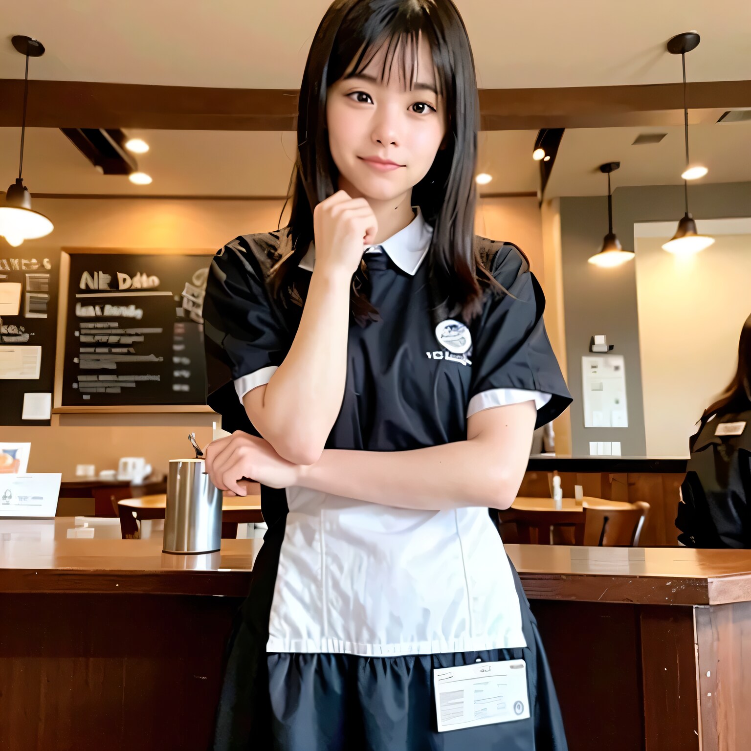 黒髪ロングでカフェの美女３９ | の人気AIイラスト・グラビア