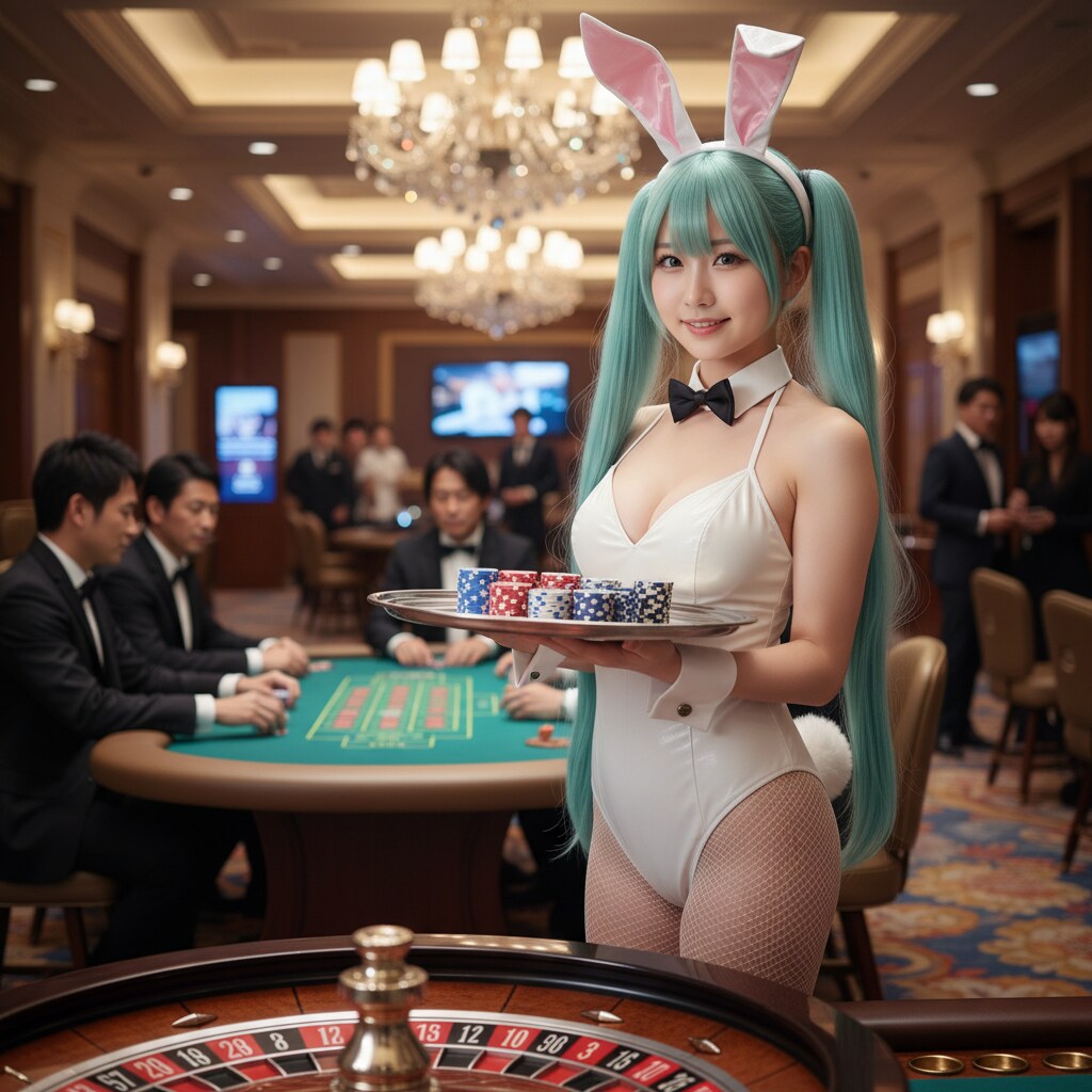 みどツイさん。勝負事の日 。カジノ。白バニー