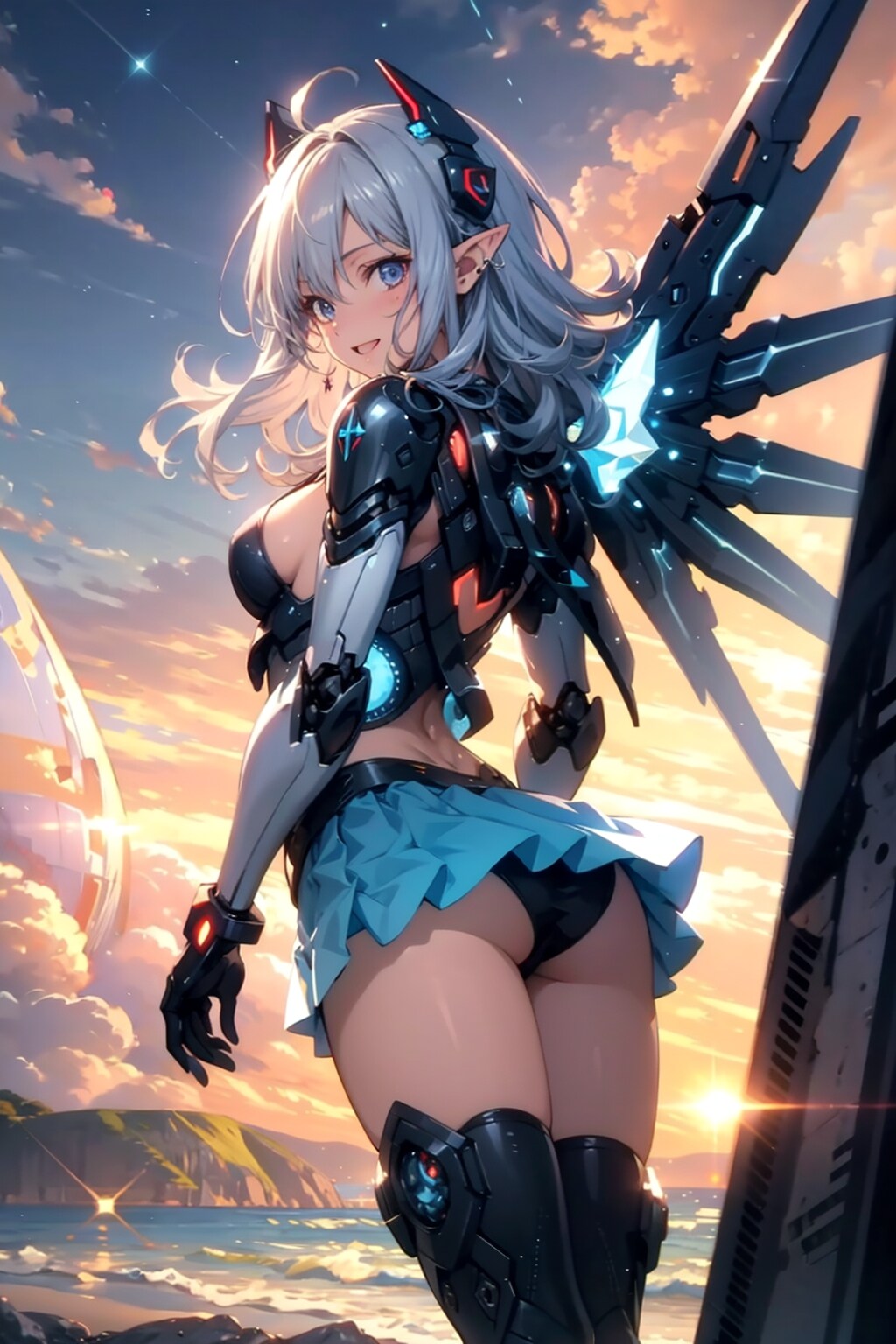 片翼のエルフなメカ娘