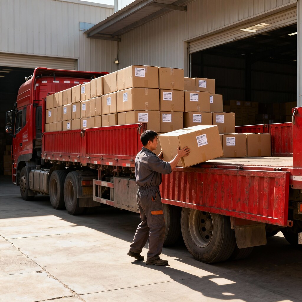 荷物をトラックに載せる