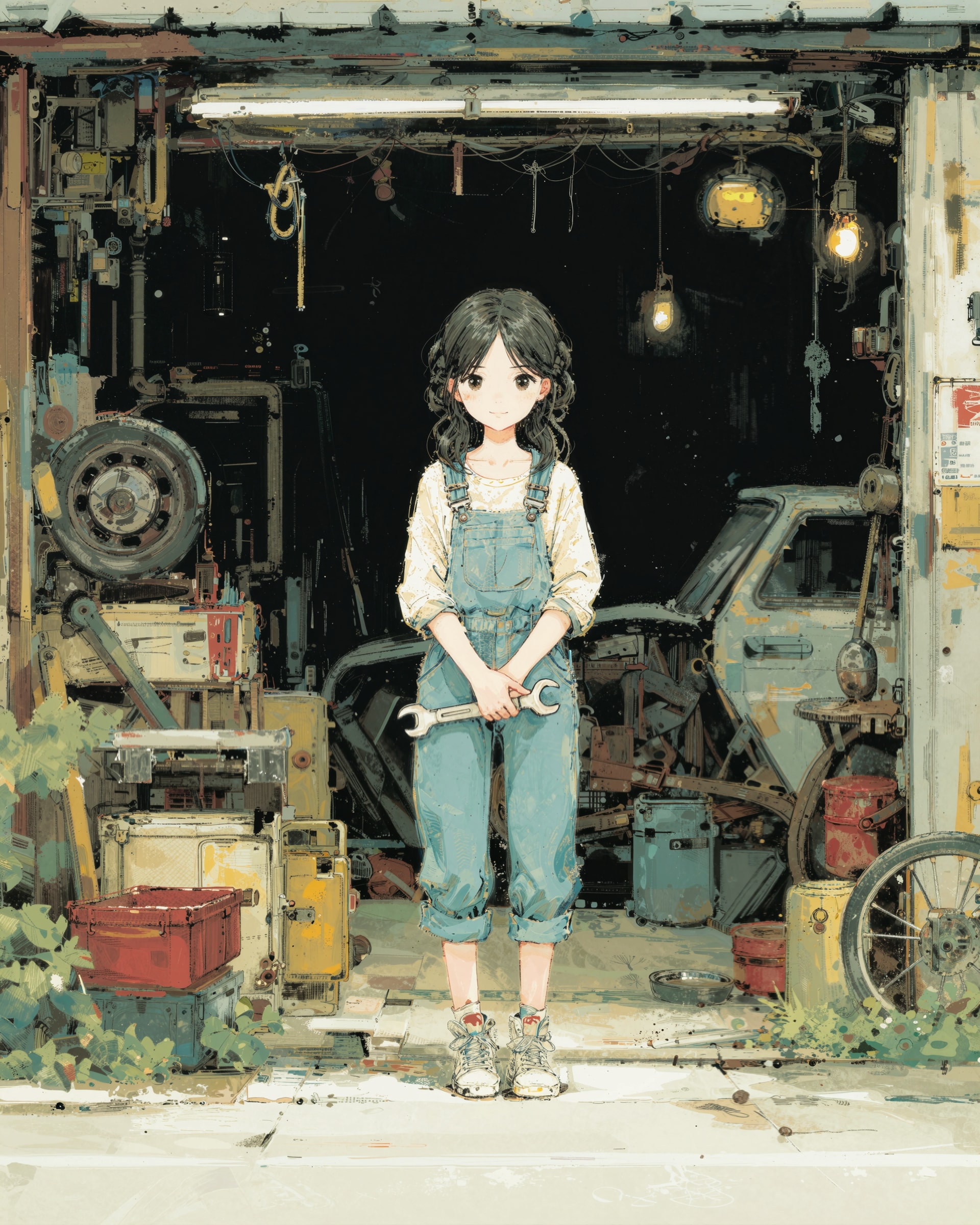 ちいさなガレージのメカニックちゃん | の人気AIイラスト・グラビア