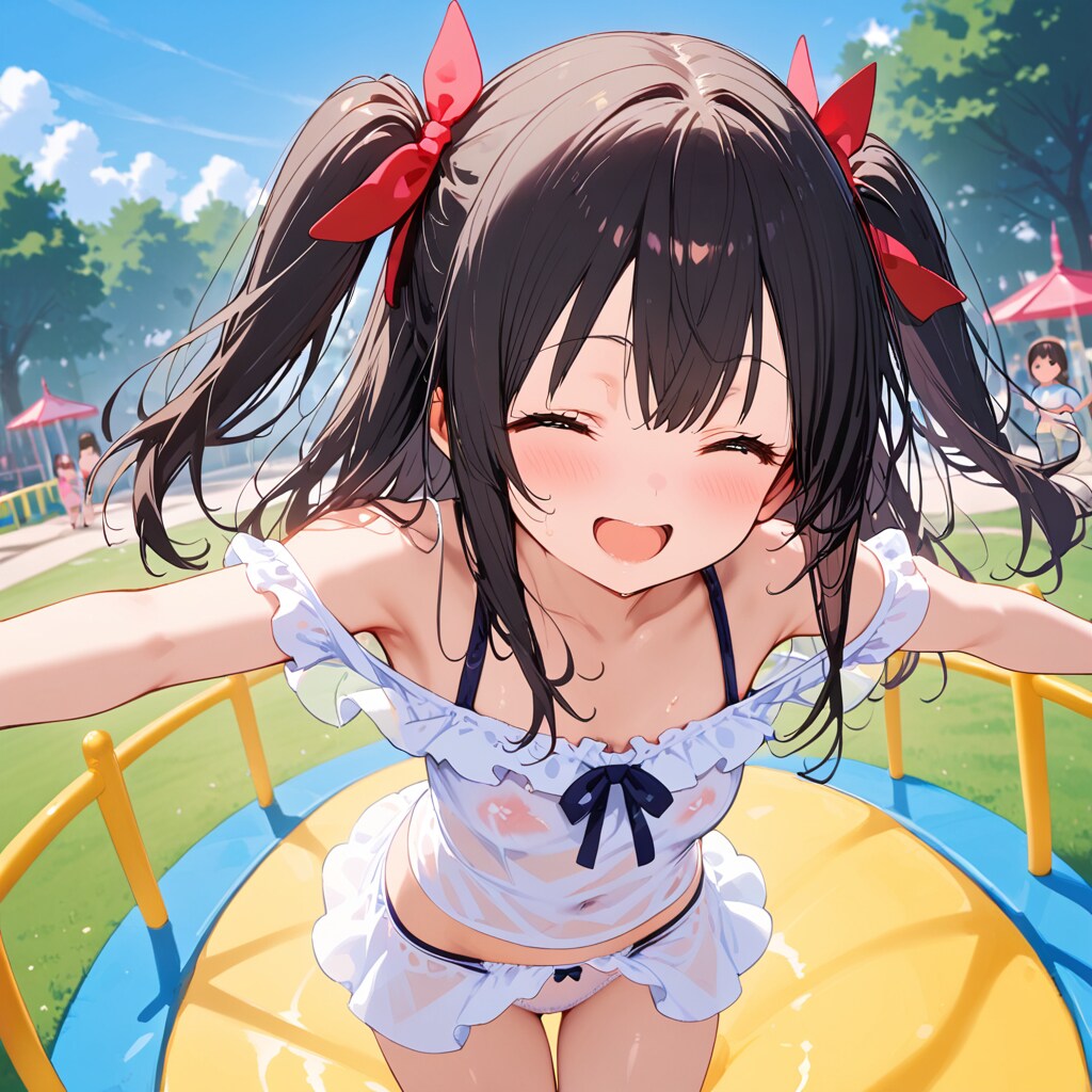 ツーサイドアップの女の子