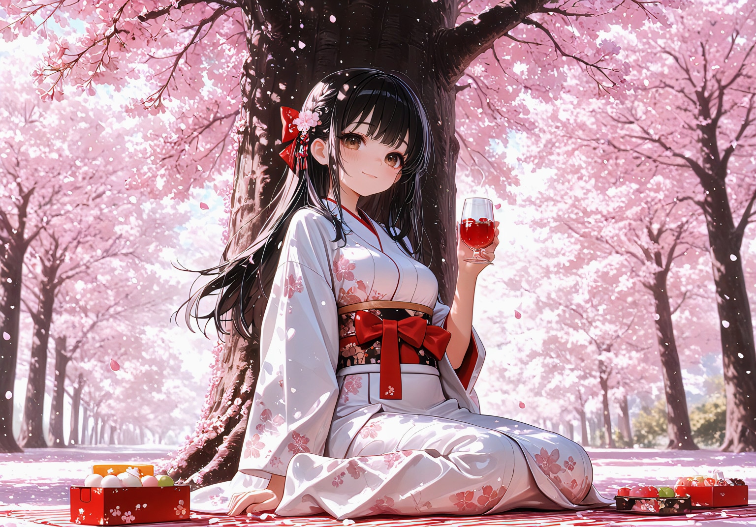 桜の下で、ひと休み | の人気AIイラスト・グラビア