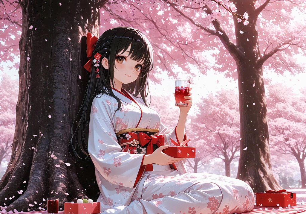 桜の下で、ひと休み