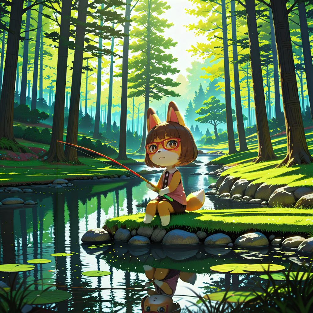 釣りするキツネ