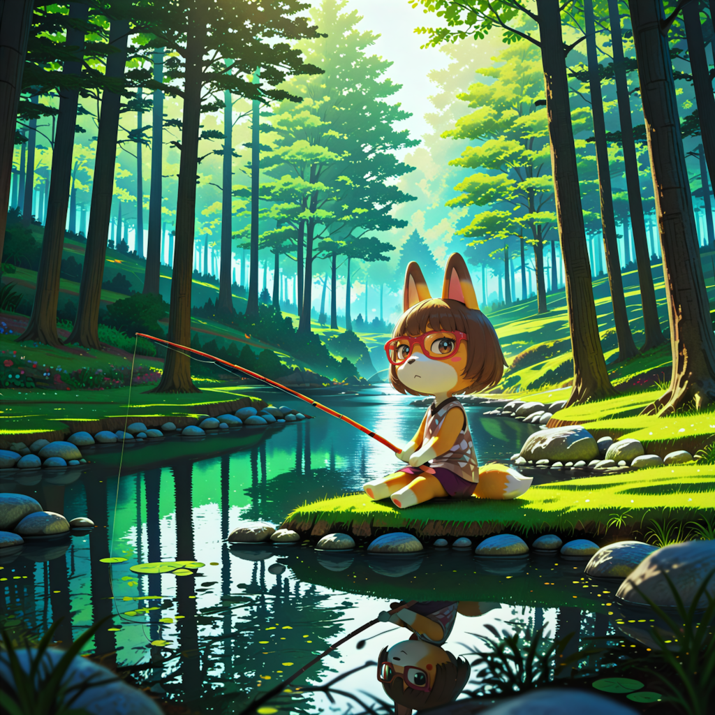 釣りするキツネ