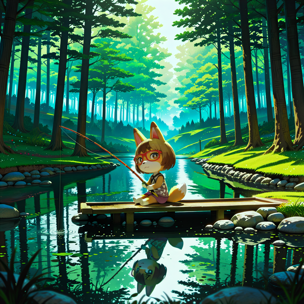 釣りするキツネ