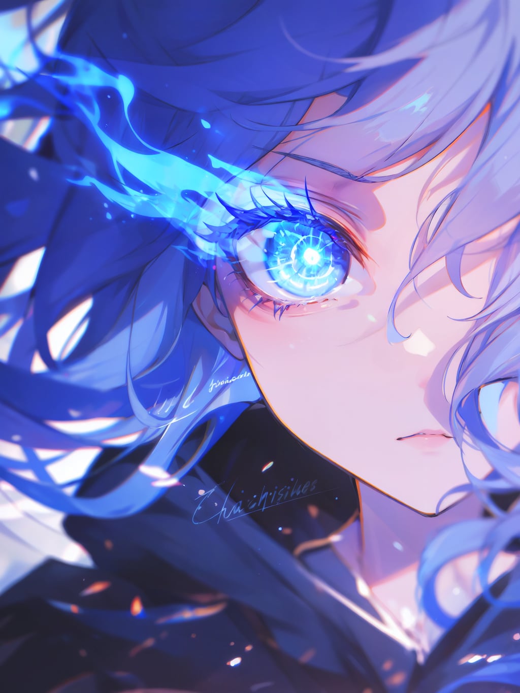 青く燃える情熱の瞳