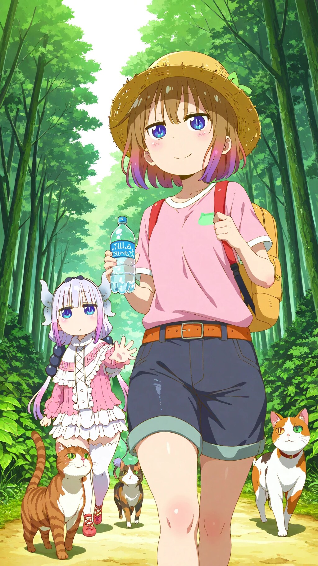 小林さんちのメイドラゴン　カンナ　新緑の日当たりの良い森の小道、涼しい風、！　🐲